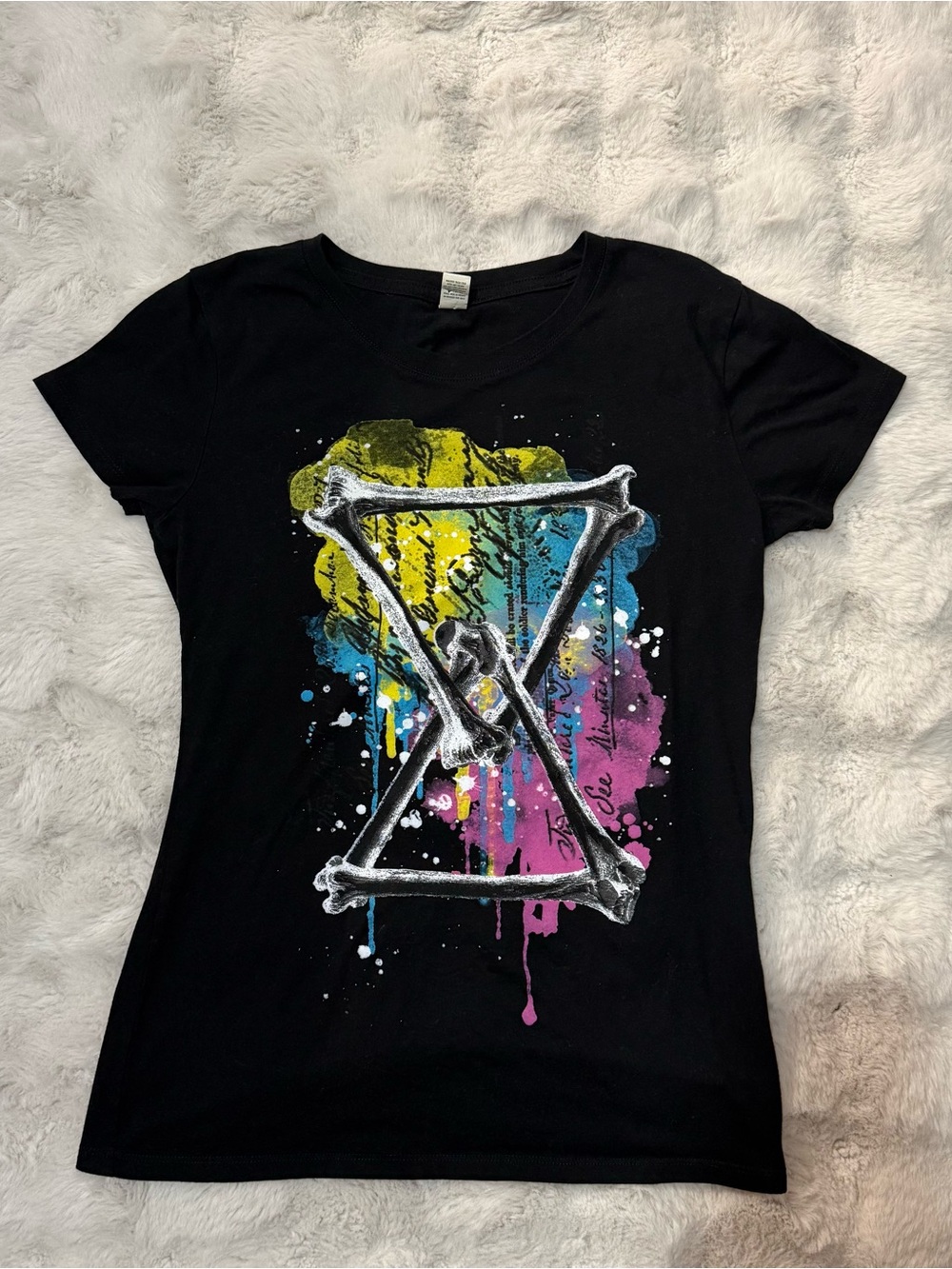 Hybrid Apparel Paint Splatter Skeletal Graphic Tee
